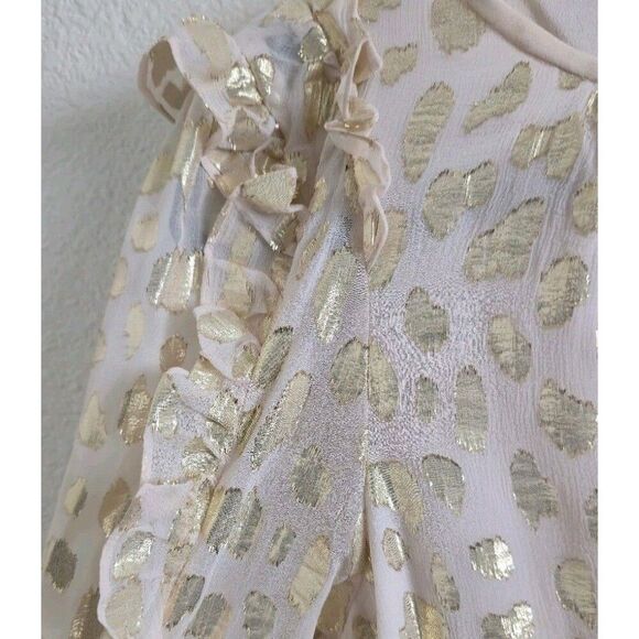 Rebecca Taylor Silk Metallic Flecked Button Front Blouse Size 8 - Picture 9 of 10